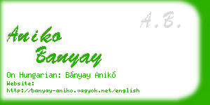 aniko banyay business card
